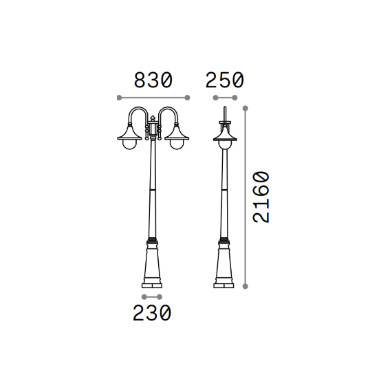 Градинска лампа CIMA PT2 ANTRACITE 246833 Ideal Lux 2xE27 IP43 | Osvetlenieto.bg
