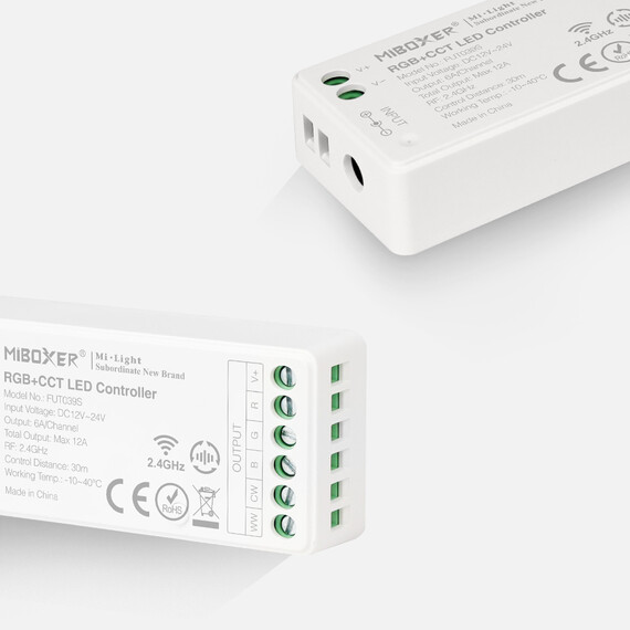 MiBoxer Комплект контролер+дистанционно RGB+CCT 12-24VDC 12A 2.4GHz FUT039SA | Osvetlenieto.bg