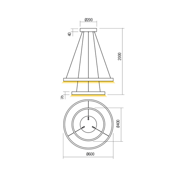 LED Полилей Febe 01-2887 Redo 62W 3000K | Osvetlenieto.bg
