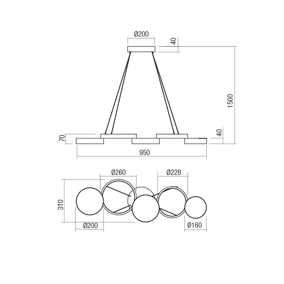 LED Полилей Cronos 01-2543 Redo 65W 3000K | Osvetlenieto.bg