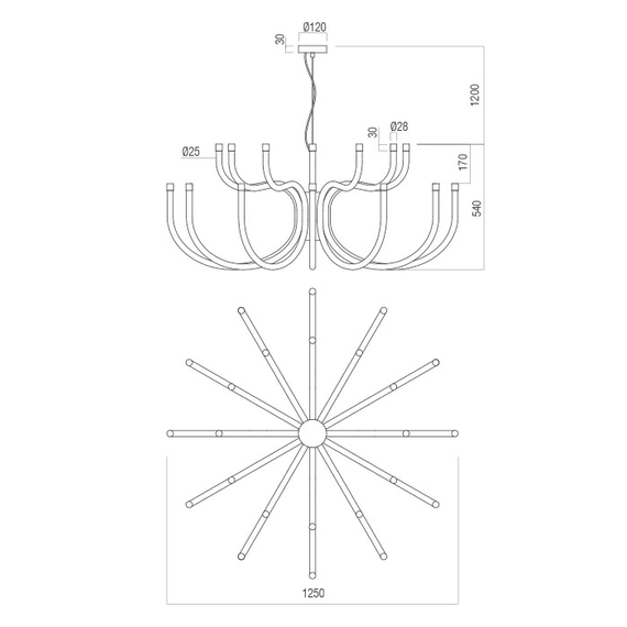 LED Полилей Luxor 01-3237 Redo 108W 3000K Triac Dimmable | Osvetlenieto.bg