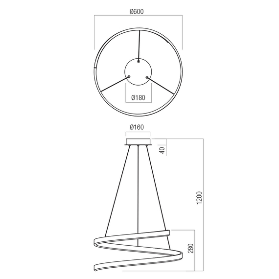 LED Полилей Scroll 01-4013 Redo 38W CCT 3000K-4000K-6000K | Osvetlenieto.bg