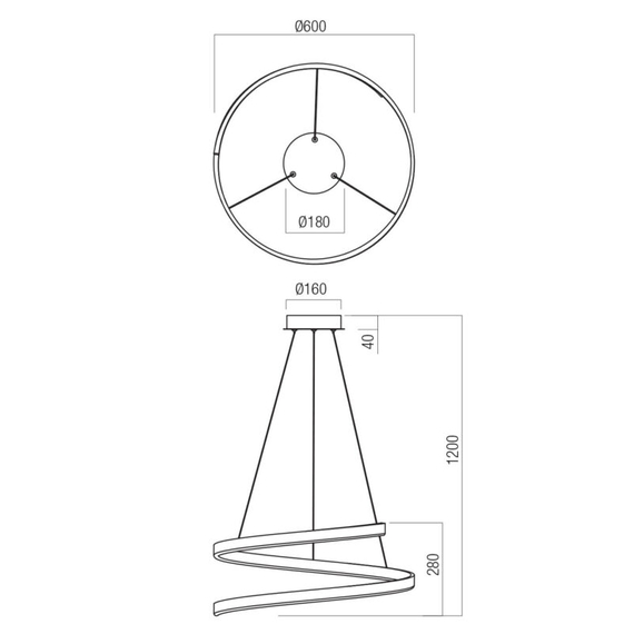 LED Полилей Scroll 01-4015 Redo 38W CCT 3000K-4000K-6000K | Osvetlenieto.bg