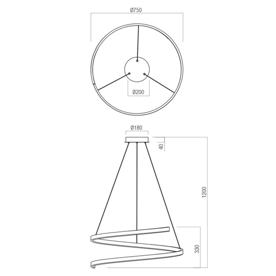 LED Полилей Scroll 01-4016 Redo 46W CCT 3000K-4000K-6000K | Osvetlenieto.bg