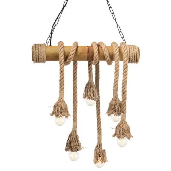 Винтидж полилей MERLIN 932906BBR Aca Lighting 6xE27 | Osvetlenieto.bg