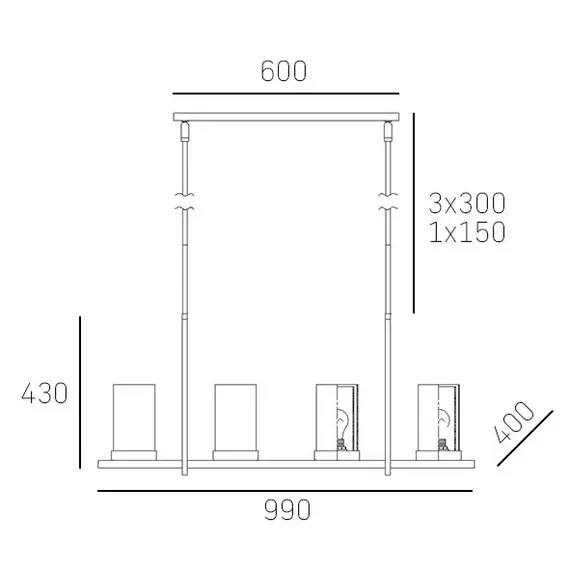 Полилей MIAMI P08018CH CosmoLight 8xE27 | Osvetlenieto.bg