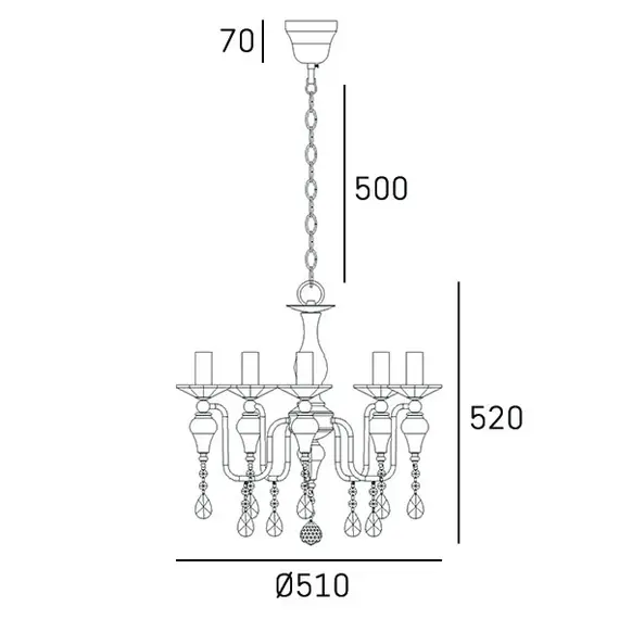 Полилей MUSCAT P05724BK CosmoLight 5xE14 | Osvetlenieto.bg