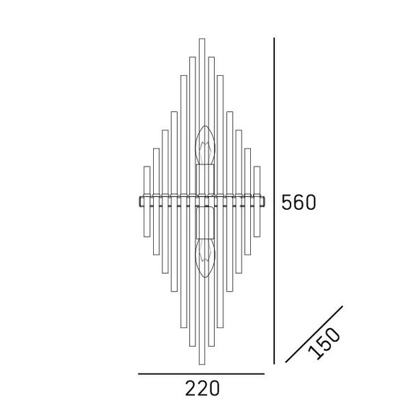 Аплик REYKJAVIK W02073CP CosmoLight 2xE14 | Osvetlenieto.bg