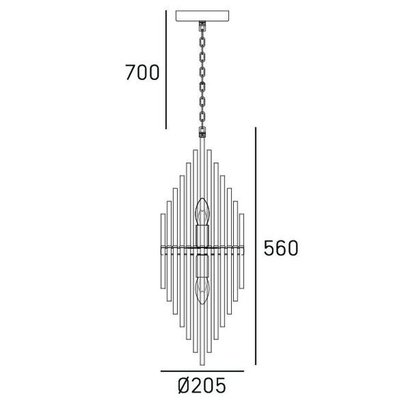 Полилей REYKJAVIK P02080CP CosmoLight 2xE14 | Osvetlenieto.bg