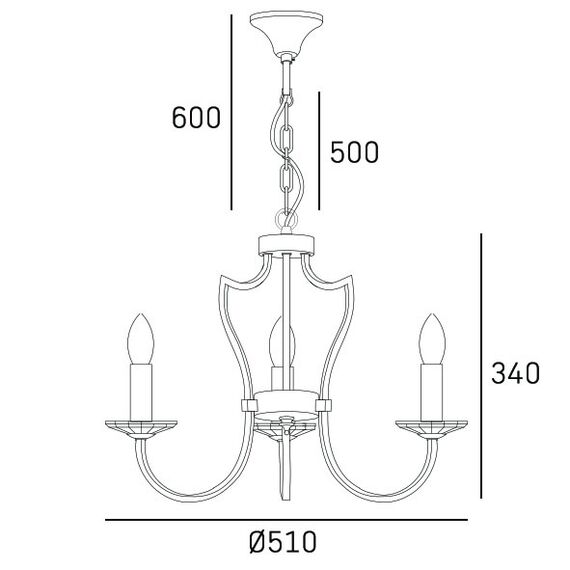 Полилей RIGA P03755CH CosmoLight 3xE14 | Osvetlenieto.bg