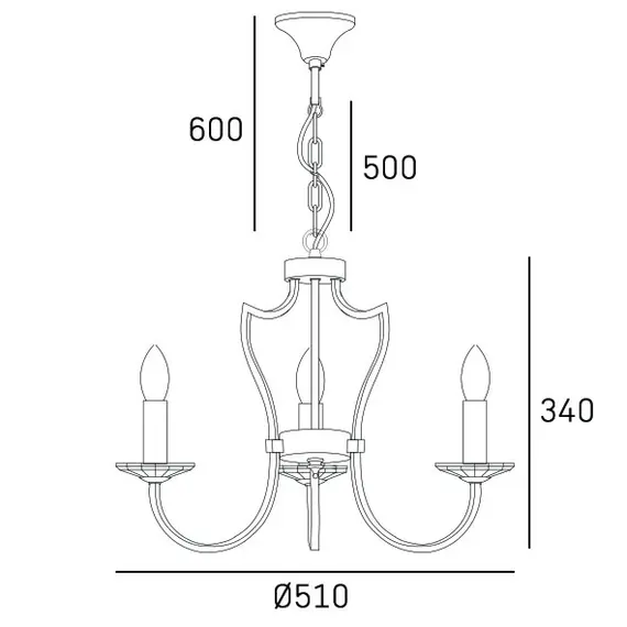 Полилей RIGA P03755CH CosmoLight 3xE14 | Osvetlenieto.bg