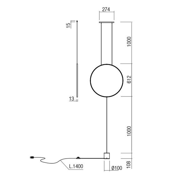 LED Полилей SLICK 01-2197 Redo 3000K | Osvetlenieto.bg