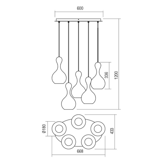 Модерен полилей LOB 01-2262 Redo 5xE27 | Osvetlenieto.bg