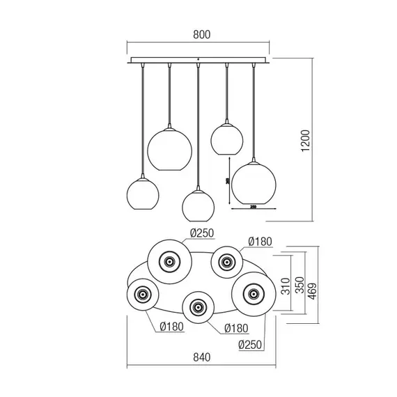 Полилей BOWL 01-2080 Redo 5xE27 | Osvetlenieto.bg