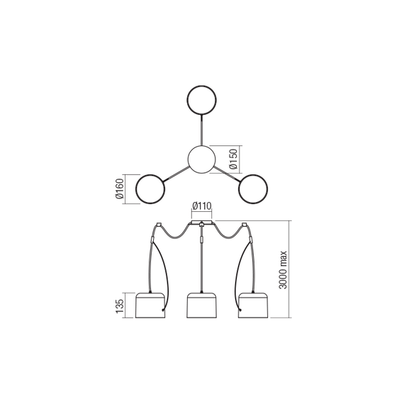 Полилей DODO 01-1825 Redo 3xE27 | Osvetlenieto.bg