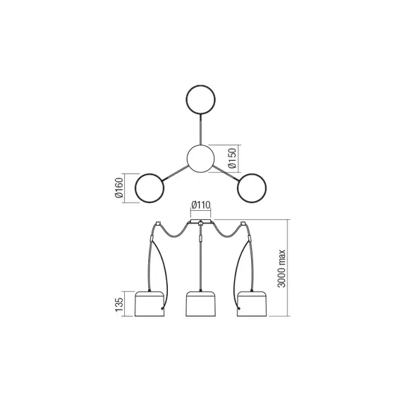 Полилей DODO 01-1825 Redo 3xE27 | Osvetlenieto.bg
