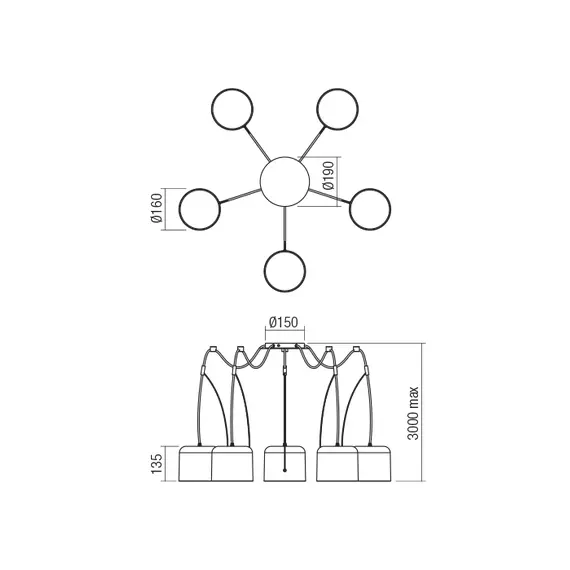 Полилей DODO 01-1828 Redo 5xE27 | Osvetlenieto.bg