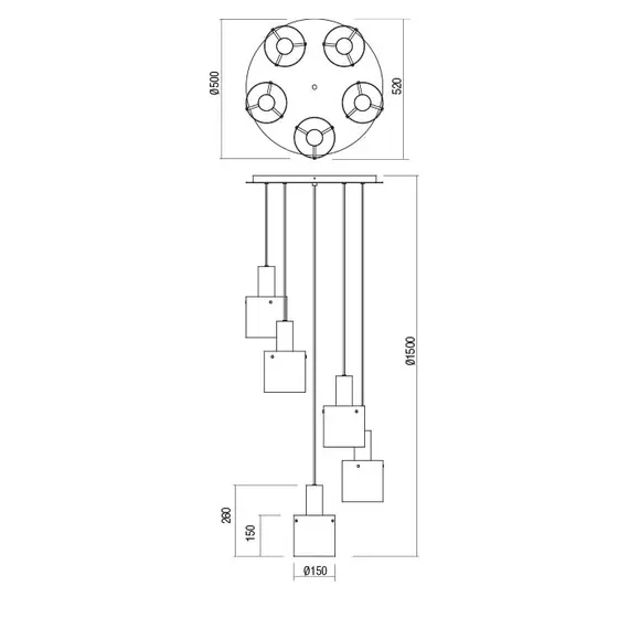 Полилей LOU 01-2009 Redo 5xE27 | Osvetlenieto.bg