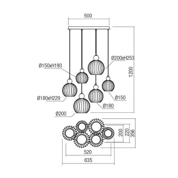 Полилей PLUMEN 01-2070 Redo 6xE14 | Osvetlenieto.bg