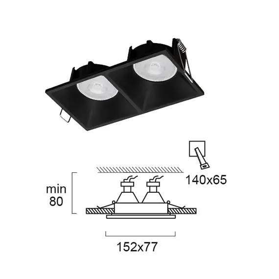 Черна двойна квадратна луна FINO 4225101 Viokef GU10 | Osvetlenieto.bg