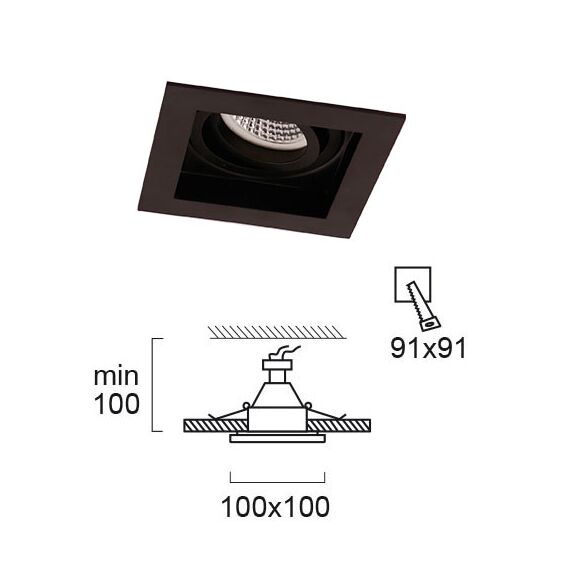 Черна квадратна луна ARTSI 4208001 Viokef GU10 | Osvetlenieto.bg