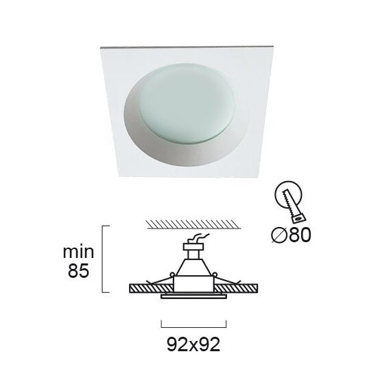 Квадратна бяла луна за баня YAN 4151300 Viokef GU10 IP44 | Osvetlenieto.bg