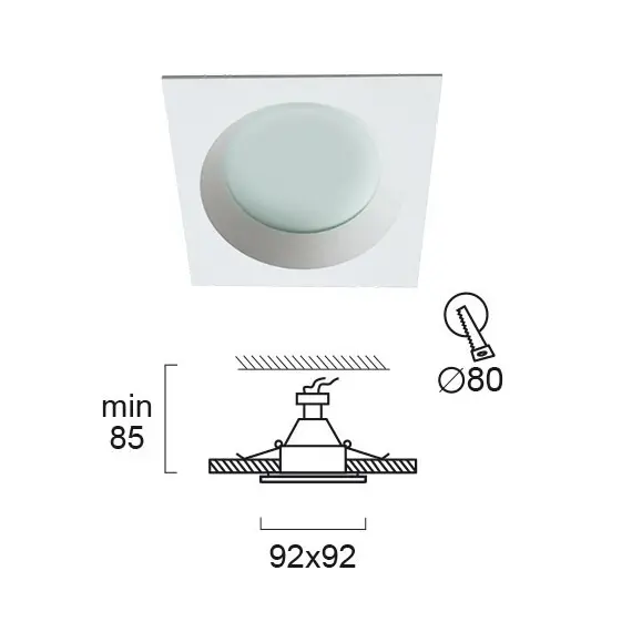 Квадратна бяла луна за баня YAN 4151300 Viokef GU10 IP44 | Osvetlenieto.bg