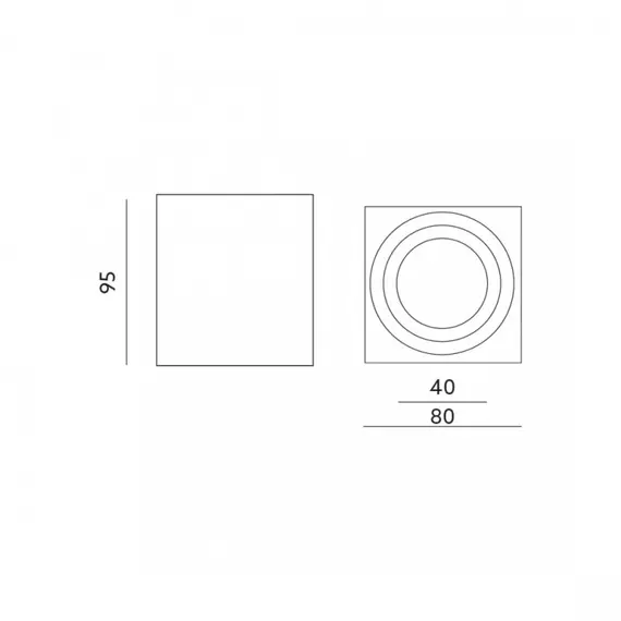 Квадратна черна луна за открит монтаж AQUARIUS SQUARE IP44 GU10 D8 H9.5cm | Osvetlenieto.bg