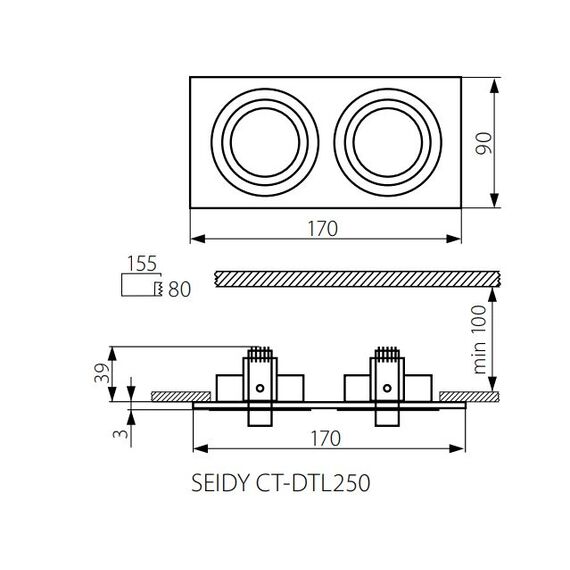 Двойна бяла луна за вграждане кръг SEIDY 19455 Kanlux MR16 | Osvetlenieto.bg