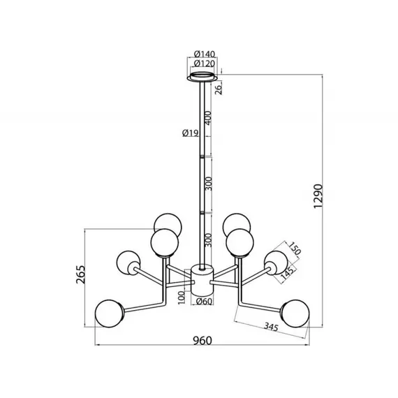 Полилей Erich Maytoni MOD221-PL-08-N 8xE14 | Osvetlenieto.bg