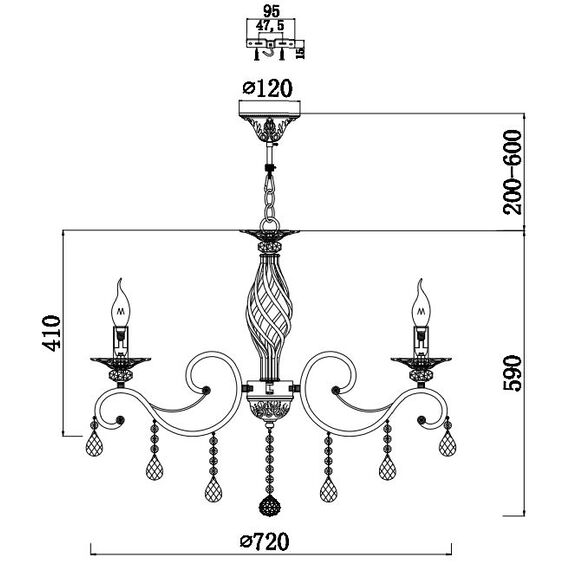 Полилей Grace Maytoni RC247-PL-08-R 8xE14 | Osvetlenieto.bg