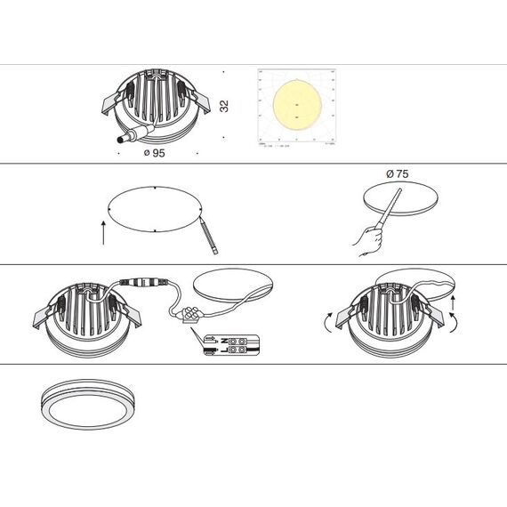 LED луна за вграждане Phanton Maytoni DL303-L12B | Osvetlenieto.bg