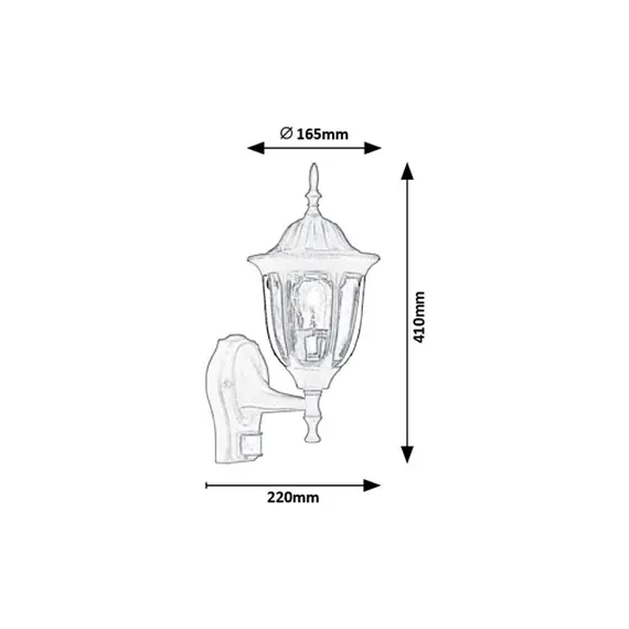 Фасаден аплик със сензор за движение Milano 7837 Rabalux 1xE27 | Osvetlenieto.bg