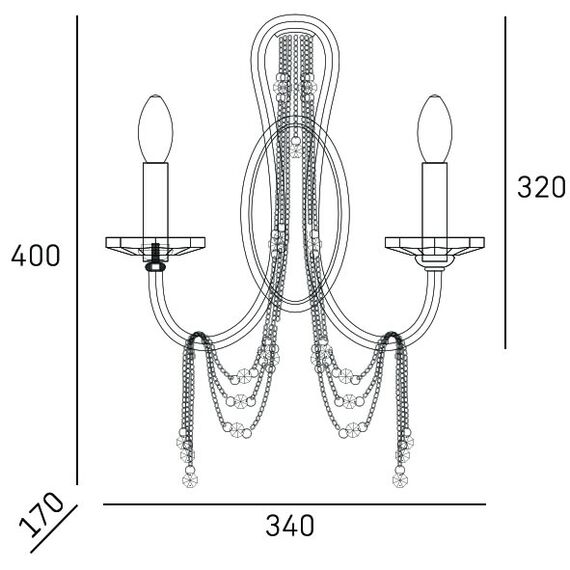 Аплик MADRID W02189CP CosmoLight 2xE14 | Osvetlenieto.bg Аплик MADRID W02189CP CosmoLight 2xE14 | Osvetlenieto.bg