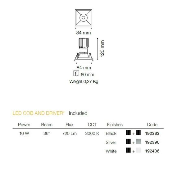 Луна за вграждане GAME SQUARE BLACK WHITE 192406 Ideal Lux LED | Osvetlenieto.bg