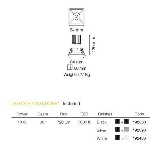 Луна за вграждане GAME SQUARE BLACK WHITE 192406 Ideal Lux LED | Osvetlenieto.bg