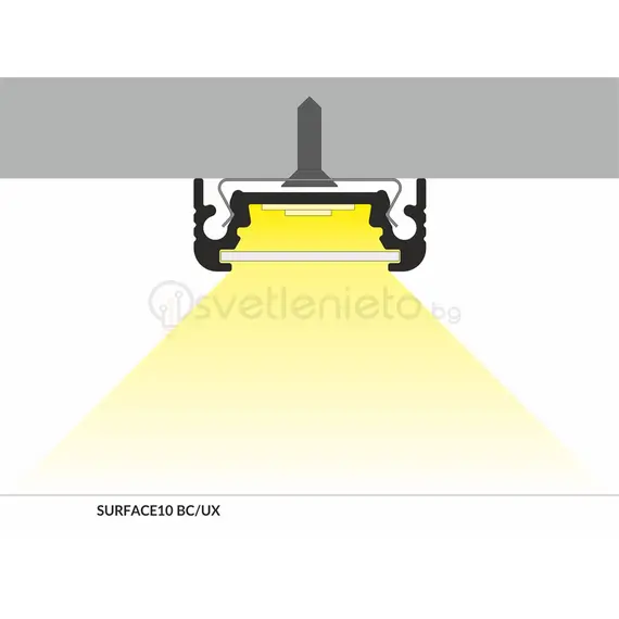 Анодизиран LED профил SURFACE10 BC/UX 2000 за открит монтаж | Osvetlenieto.bg