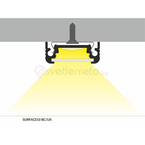 Бял LED профил SURFACE10 BC/UX 2000 за открит монтаж | Osvetlenieto.bg
