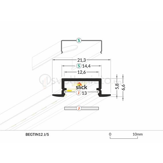 Бял LED профил за вграждане BEGTIN12 J/S 2000 | Osvetlenieto.bg