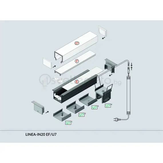 Бял LED профил за вграждане LINEA-IN20 2000 | Osvetlenieto.bg