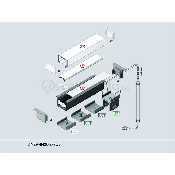 Бял LED профил за вграждане LINEA-IN20 2000 | Osvetlenieto.bg