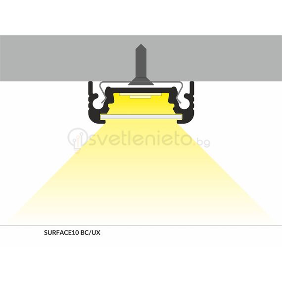 Черен анодизиран LED профил SURFACE10 BC/UX 2000 за открит монтаж | Osvetlenieto.bg Черен анодизиран LED профил SURFACE10 BC/UX 2000 за открит монтаж | Osvetlenieto.bg