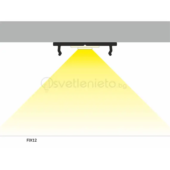 LED профил за открит монтаж суров алуминий FIX12 2000 | Osvetlenieto.bg