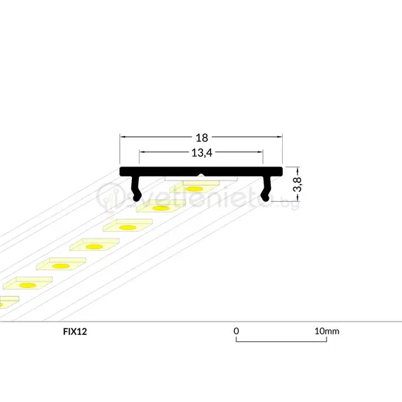 LED профил за открит монтаж суров алуминий FIX12 2000 | Osvetlenieto.bg