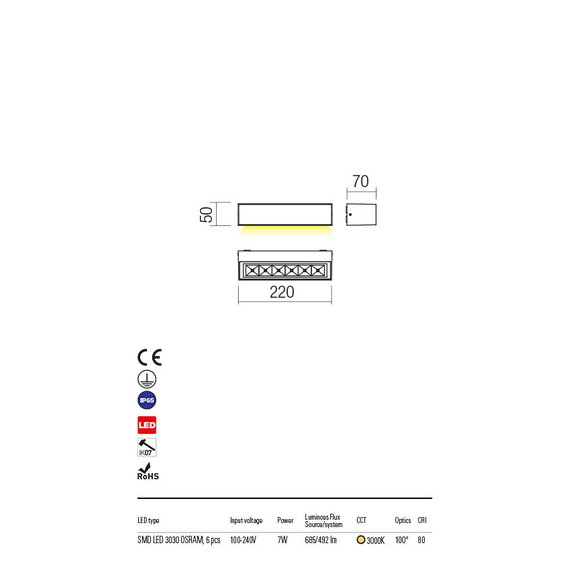 LED Външен аплик AROOS 90247 Redo IP65 | Osvetlenieto.bg