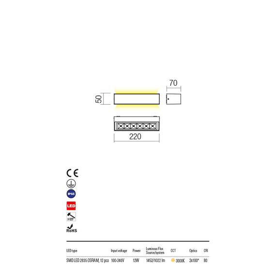 LED Външен аплик AROOS 90258 Redo IP65 | Osvetlenieto.bg