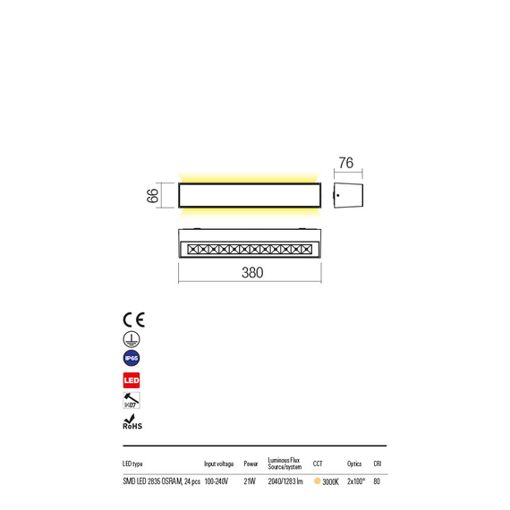 LED Външен аплик AROOS 90259 Redo IP65 | Osvetlenieto.bg