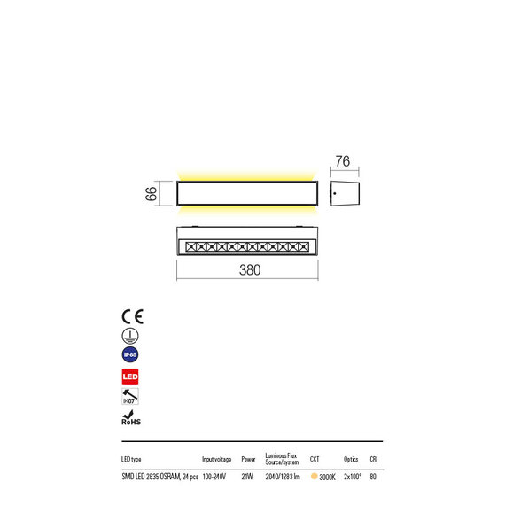 LED Външен аплик AROOS 90260 Redo IP65 | Osvetlenieto.bg
