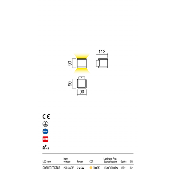 LED Външен аплик BETA 9065 Redo IP54 2x6W 3000K | Osvetlenieto.bg LED Външен аплик BETA 9065 Redo IP54 2x6W 3000K | Osvetlenieto.bg