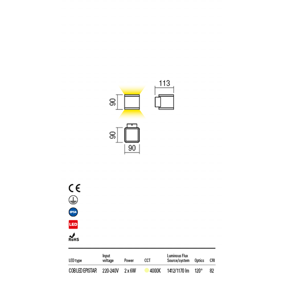 LED Външен аплик BETA 9068 Redo IP54 2x6W 4000K | Osvetlenieto.bg LED Външен аплик BETA 9068 Redo IP54 2x6W 4000K | Osvetlenieto.bg